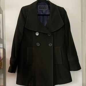 MARC New York|Women's Double-Breasted Wool BlendCoat|Deep Olive Green|Size 6|EUC